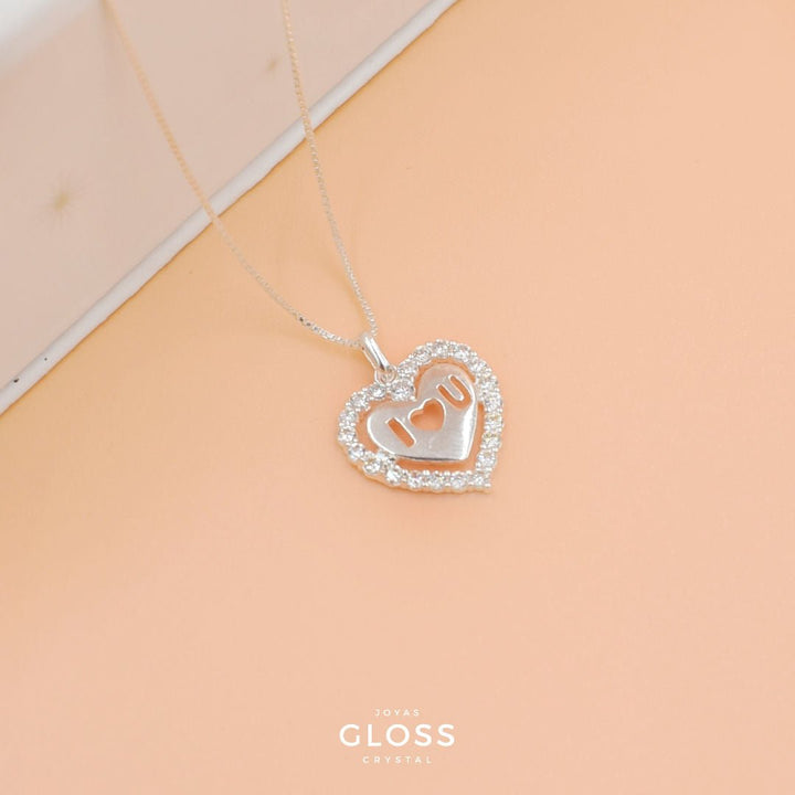 Collar I ❤ you Plata - Joyas Gloss Crystal