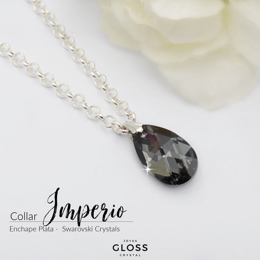 Collar Imperio Plata Cristal Genuino - Joyas Gloss Crystal