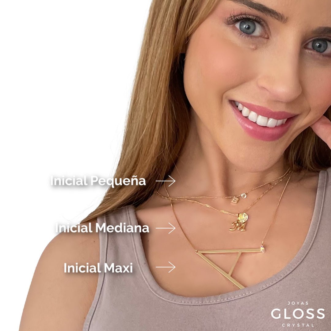 Collar Iniciales - Letra Medianas - Joyas Gloss Crystal