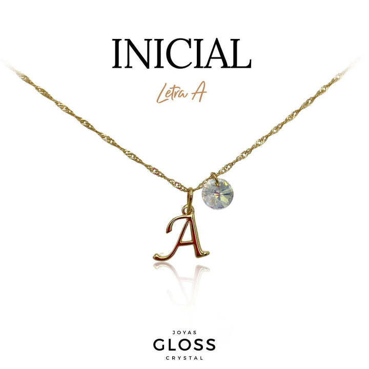 Collar Iniciales - Letra Medianas - Joyas Gloss Crystal