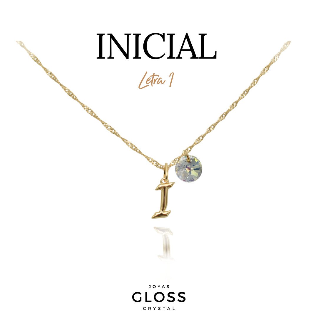 Collar Iniciales - Letra Medianas - Joyas Gloss Crystal