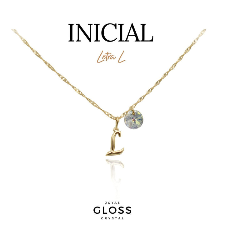 Collar Iniciales - Letra Medianas - Joyas Gloss Crystal