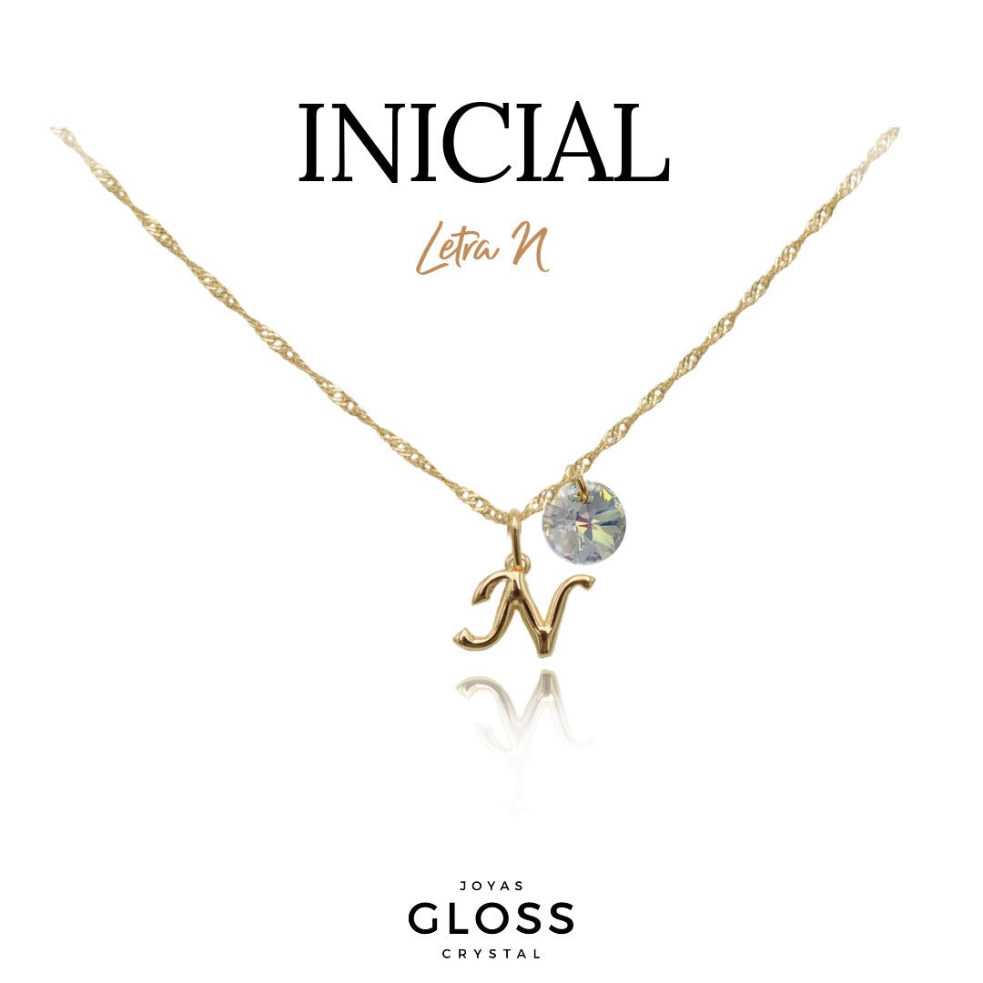 Collar Iniciales - Letra Medianas - Joyas Gloss Crystal