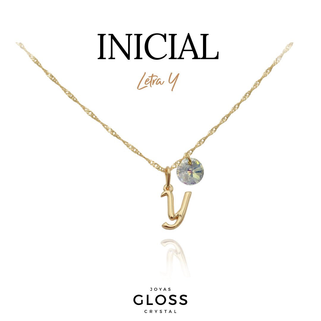 Collar Iniciales - Letra Medianas - Joyas Gloss Crystal