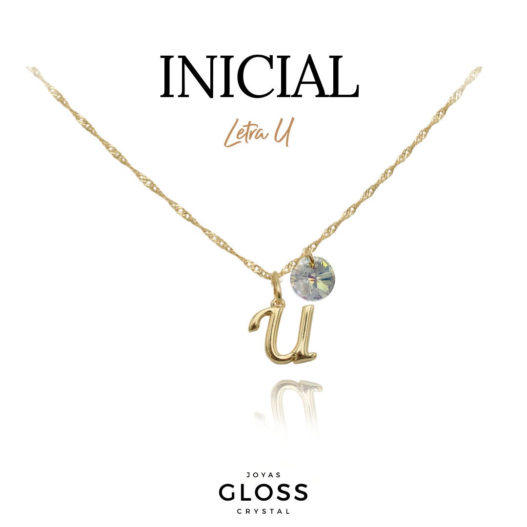 Collar Iniciales - Letra Medianas - Joyas Gloss Crystal