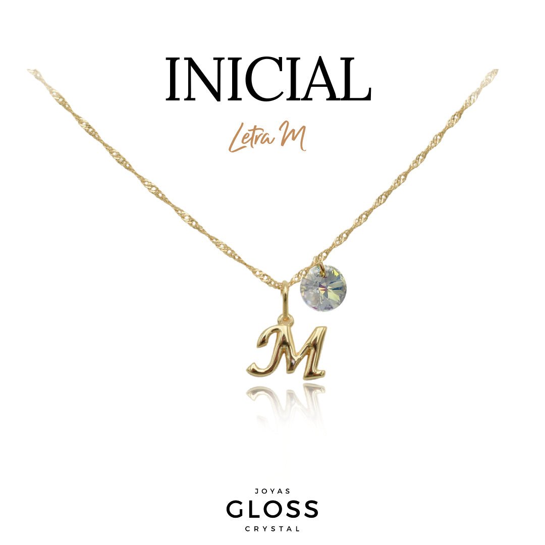 Collar Iniciales - Letra Medianas - Joyas Gloss Crystal