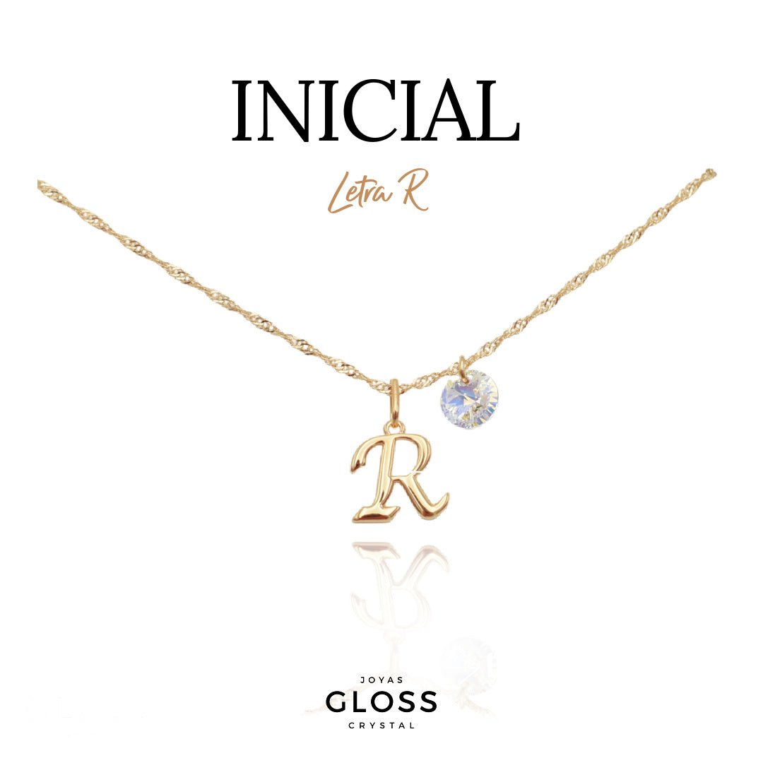 Collar Iniciales - Letra Medianas - Joyas Gloss Crystal