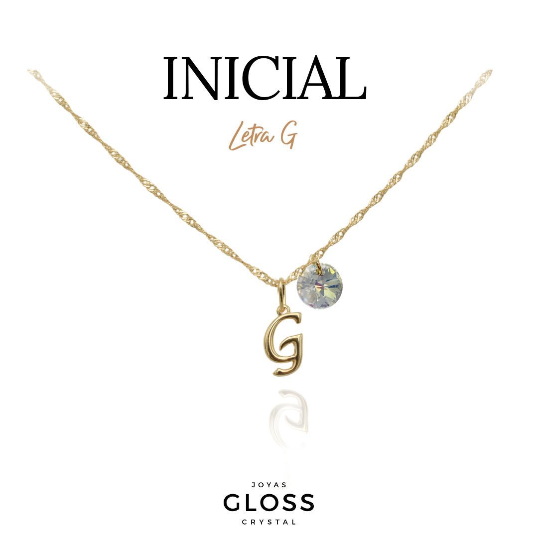 Collar Iniciales - Letra Medianas - Joyas Gloss Crystal