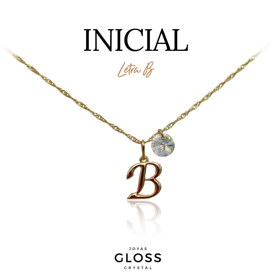 Collar Iniciales - Letra Medianas - Joyas Gloss Crystal