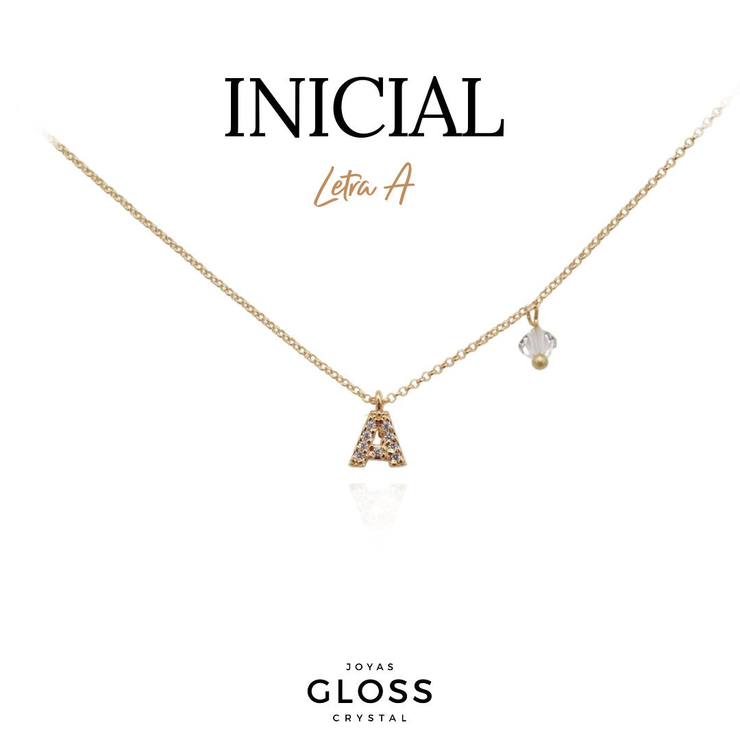 Collar Iniciales - Letra Pequeñas - Joyas Gloss Crystal