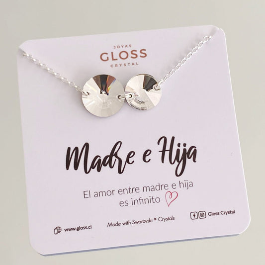 Collar Madre e Hija Crystal Plata - Joyas Gloss Crystal