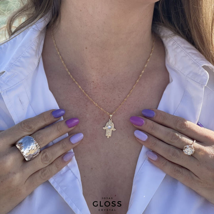 Collar Mano Fátima Oro - Joyas Gloss Crystal