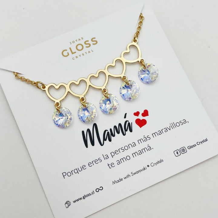 Collar Mom Quíntuple Oro - Joyas Gloss Crystal