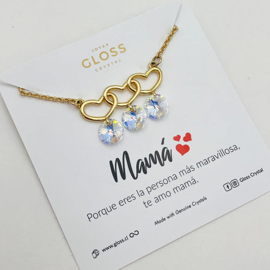 Collar Mom Triple Oro - Joyas Gloss Crystal