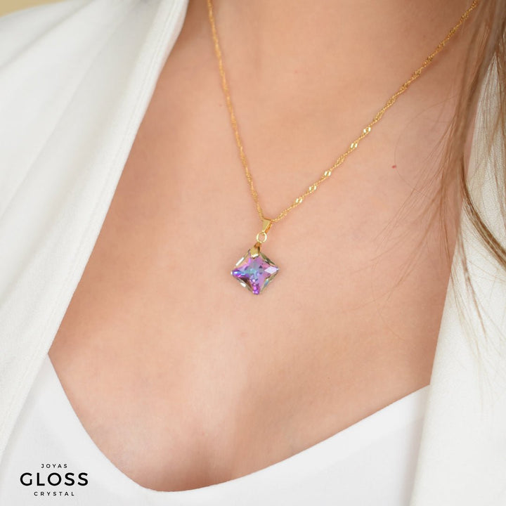 Collar Princess Vitrail Baño de Oro - Joyas Gloss Crystal
