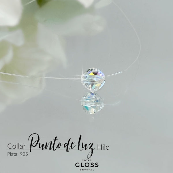 Collar Punto Luz Hilo Cristal Genuino - Joyas Gloss Crystal