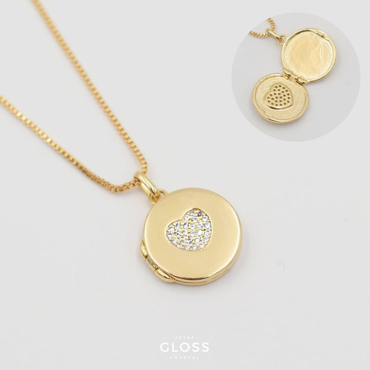Collar Relicario Amor Oro - Joyas Gloss Crystal