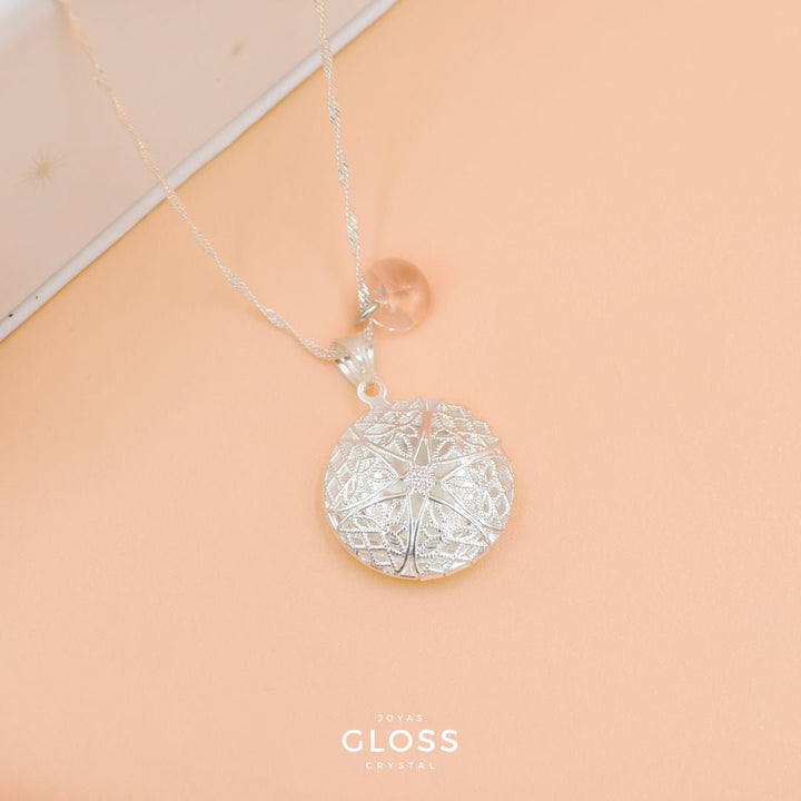 Collar Relicario Redondo Plata - Joyas Gloss Crystal