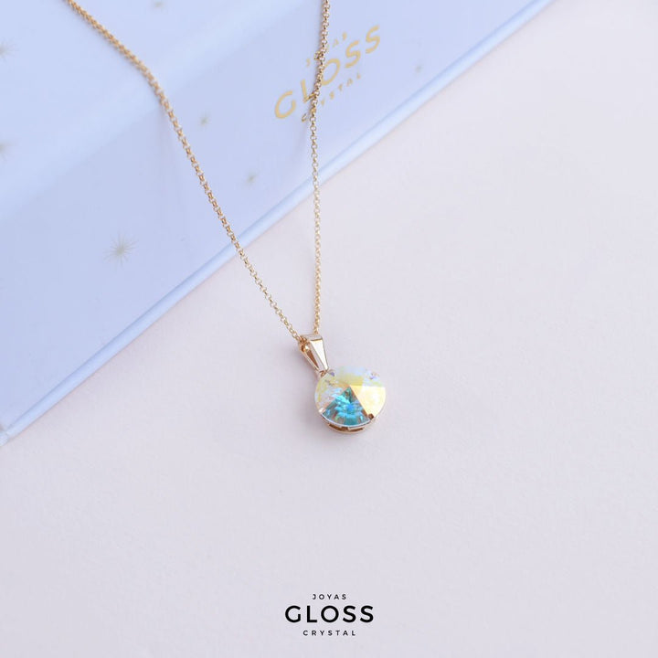 Collar Rivoli Aurora Boreal Baño de Oro - Joyas Gloss Crystal