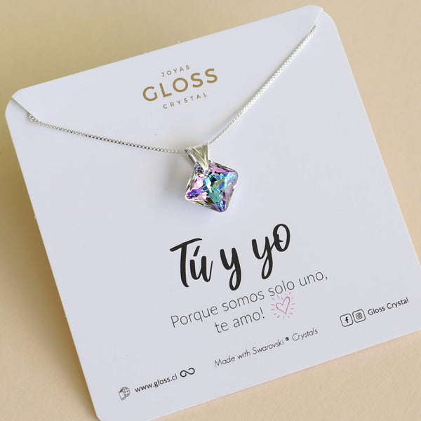 Collar Tú y yo Princess Plata - Joyas Gloss Crystal