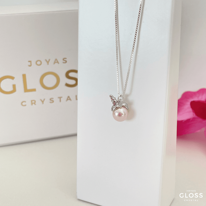 Collar Unicornio Plata Cristales Genuino - Joyas Gloss Crystal