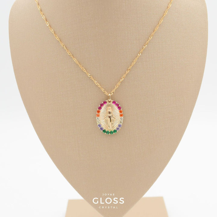 Collar Virgen Multicolor Oro - Joyas Gloss Crystal