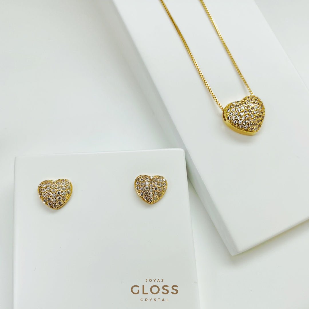 Conjunto Corazón Pave - Joyas Gloss Crystal