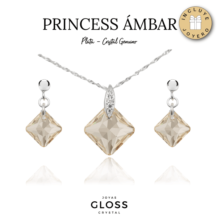 Conjunto Princess Cut Ambar - Joyas Gloss Crystal