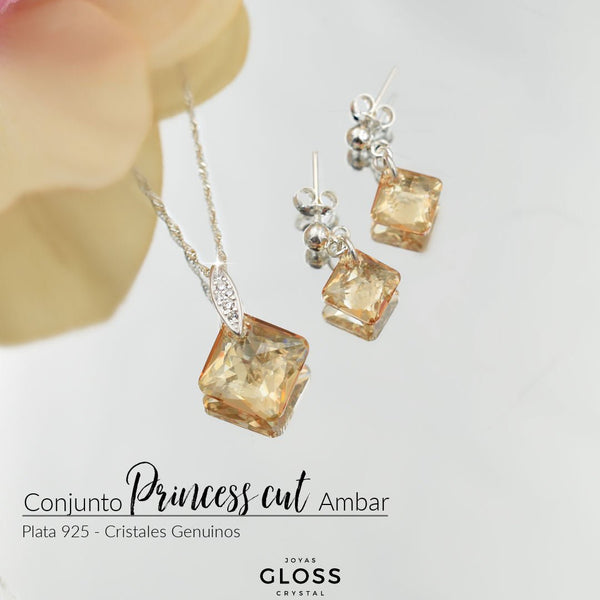 Conjunto Princess Cut Ambar - Joyas Gloss Crystal