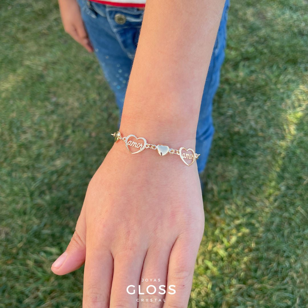 Pulsera Amor Amor Enchape Oro - Joyas Gloss Crystal
