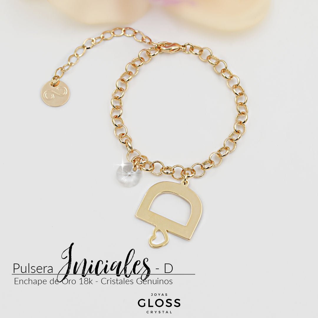 Pulsera Iniciales - Letra Grande - Joyas Gloss Crystal