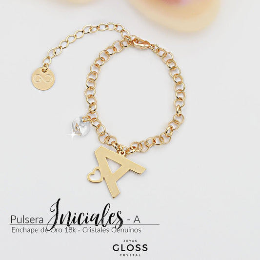 Pulsera Iniciales - Letra Grande - Joyas Gloss Crystal