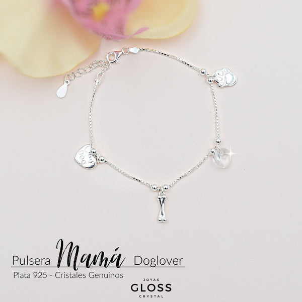 Pulsera Plata 925 Mamá Dog Lover - Joyas Gloss Crystal