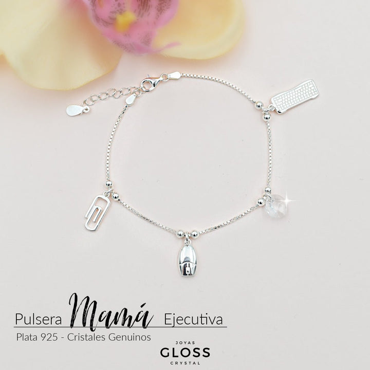 Pulsera Plata 925 Mamá Ejecutiva - Joyas Gloss Crystal